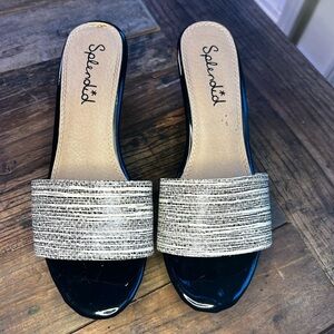 Splendid Wedge Heels 3.25” Womens Leather Slip On Sandals Size 9